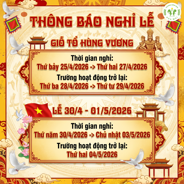 THÔNG BÁO NGHỈ LỄ GIỖ TỔ HÙNG VƯƠNG VÀ LỄ 30/4-01/5/2026